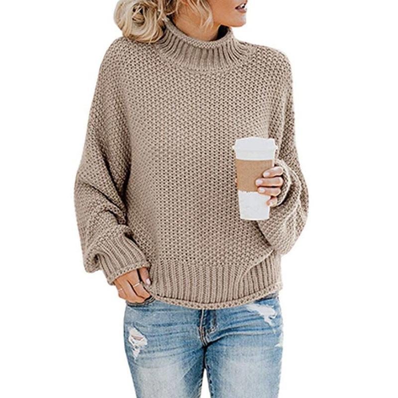 Women's Turtleneck Sweater - Khaki