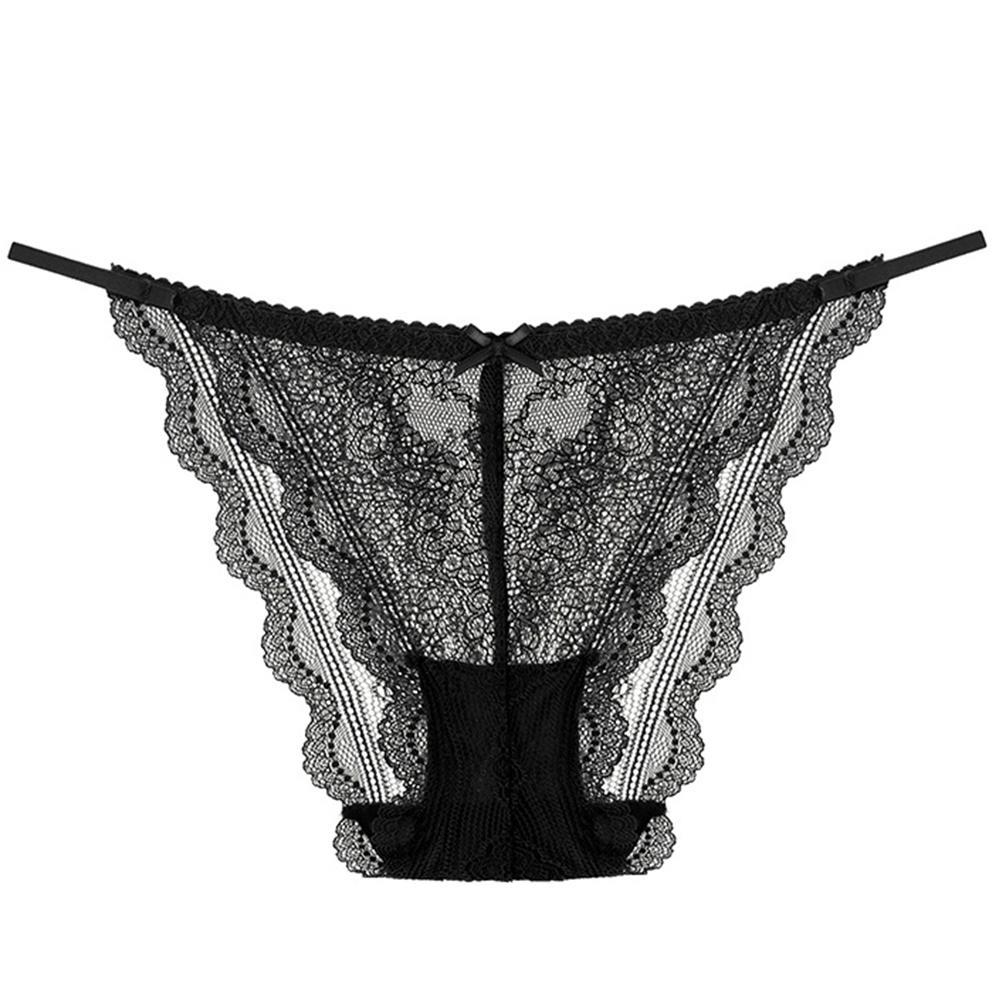 Vicanber Women Lace Thong G-string Panties See Through Sheer Knickers Lingerie Underwear(Black, M)