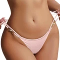 Vicanber Women Plain Lingerie G-string Thong Panties Knickers Underwear Chain Briefs Underpants(Pink, M)