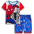 Vicanber Kids Boys Spiderman Superhero Pajamas Short Sleeve T-shirt Shorts Set Casual Child Nightwear Pajamas Outfit(Red&White&Middle Blue, 7-8 Years)
