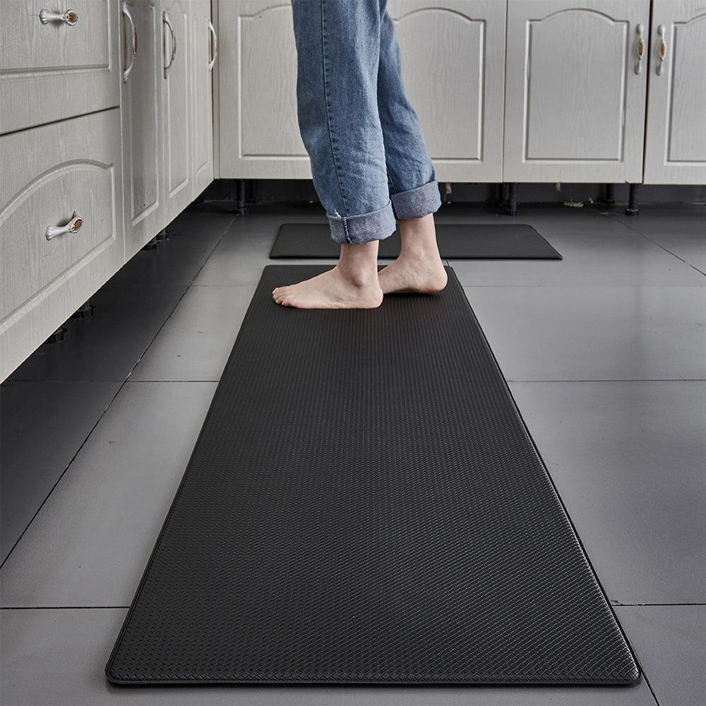 Home Kitchen Door Mat Non-slip Water-resistant Anti-Oil Floor Rug Carpet 45 x75cm Black