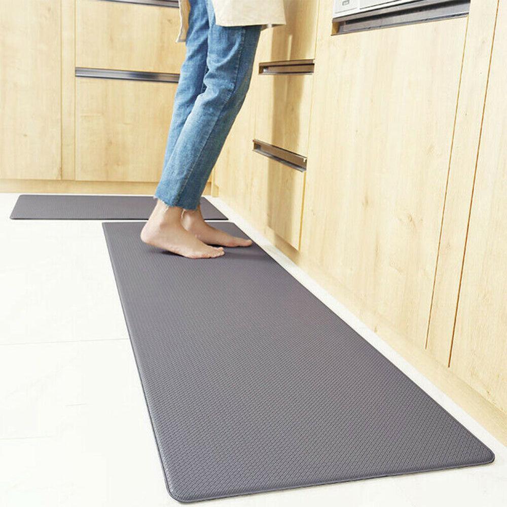 Home Kitchen Door Mat Non-slip Water-resistant Anti-Oil Floor Rug Carpet 45 x75cm Grey