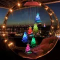 LED Solar Christmas Tree Wind Chime Lights Outdoor Garden Décor-Black