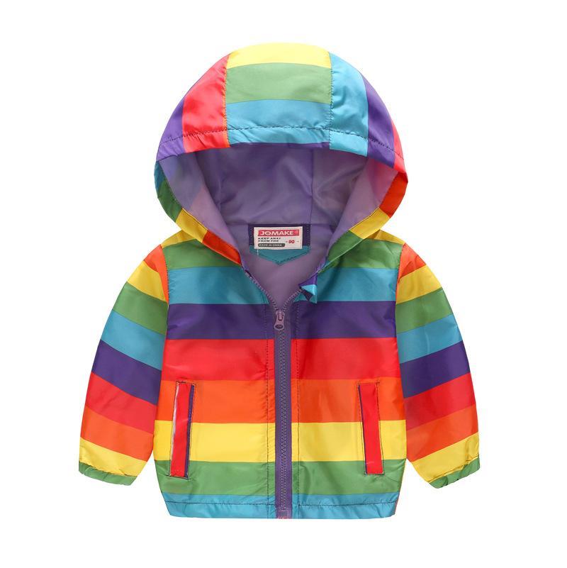 Vicanber Kids Baby Unisex Printed Hooded Coat Long Sleeve Jacket Zipper Hoodies Casual Outwear(Multi Striped,6-7 Years)