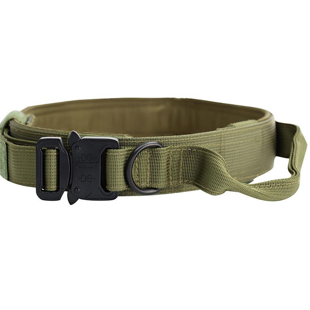 Vicanber Adjustable Tactical Dog Collar Military Nylon Heavy Duty For Large Dogs Training(Army Green, L)