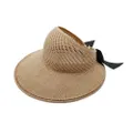 Vicanber Women Foldable Empty Top Beach Sun Visor Straw Hat Summer Ponytail Cap Outdoor(Camel)