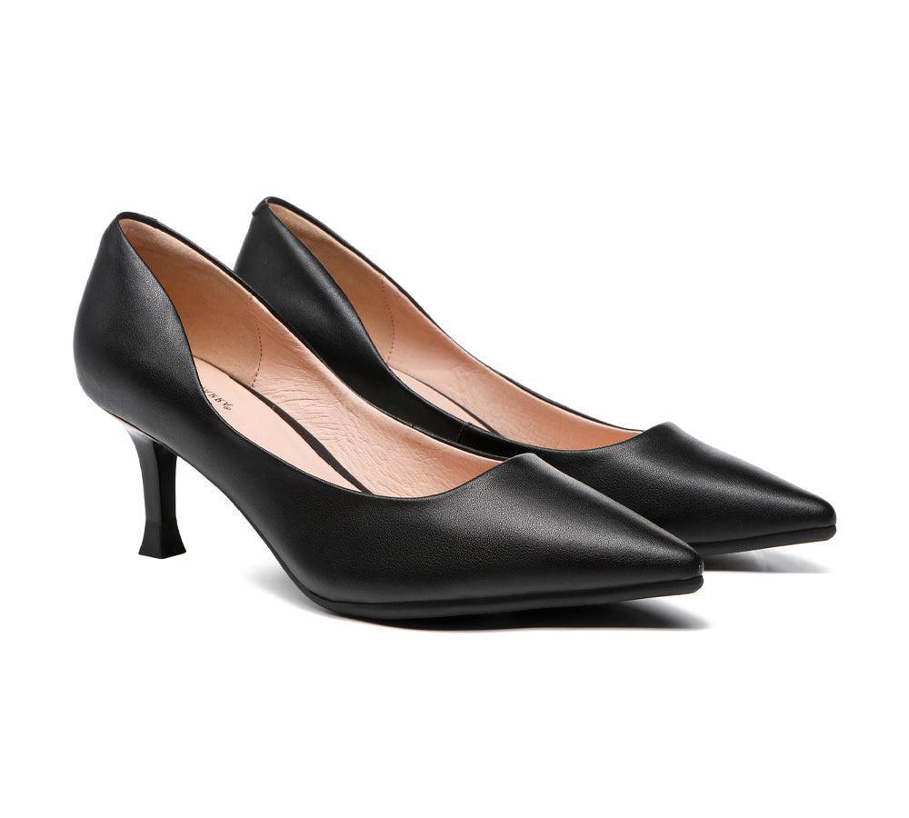 TARRAMARRA® Women Leather Pointed Toe Low Heels Lilia Black / AU Ladies 5 / AU Men 3 / EU 36