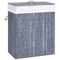 Bamboo Laundry Basket with 2 Sections Grey 100 L vidaXL