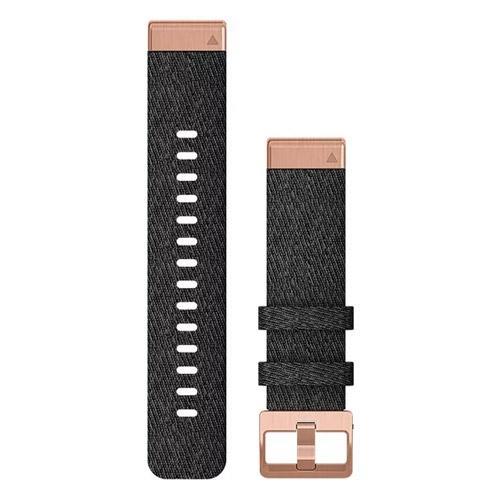 Garmin QuickFit 20 Watch Band - Heathered Black Nylon with Rose Gold Hardware