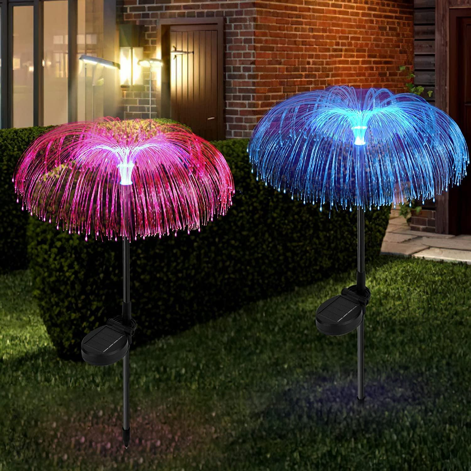 Set of 2Pcs Solar Powered Jellyfish Garden Lights