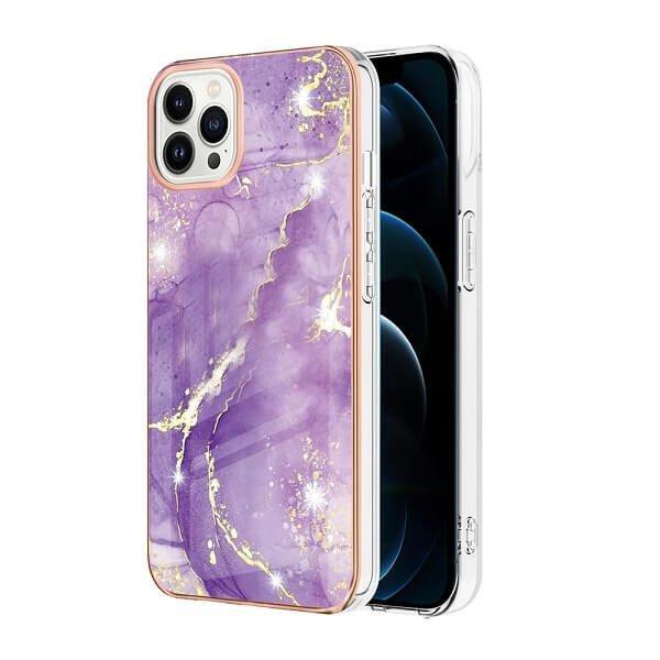 For Apple iPhone 12 Pro Max Case Hard back Marble Pattern Slim Design Enhanced Camera and Screen Protection Girls and Women Cover (Purple)