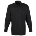 Premier Mens Long Sleeve Pilot Plain Work Shirt (Black) (15)