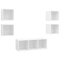 5 Piece TV Cabinet Set White Engineered Wood vidaXL