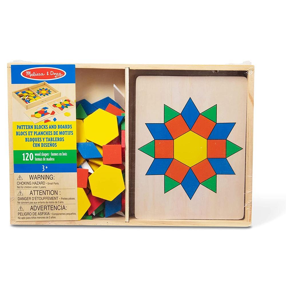 120pc Melissa & Doug Wooden Pattern Blocks & Boards Shapes Kids/Children Toy 3y+