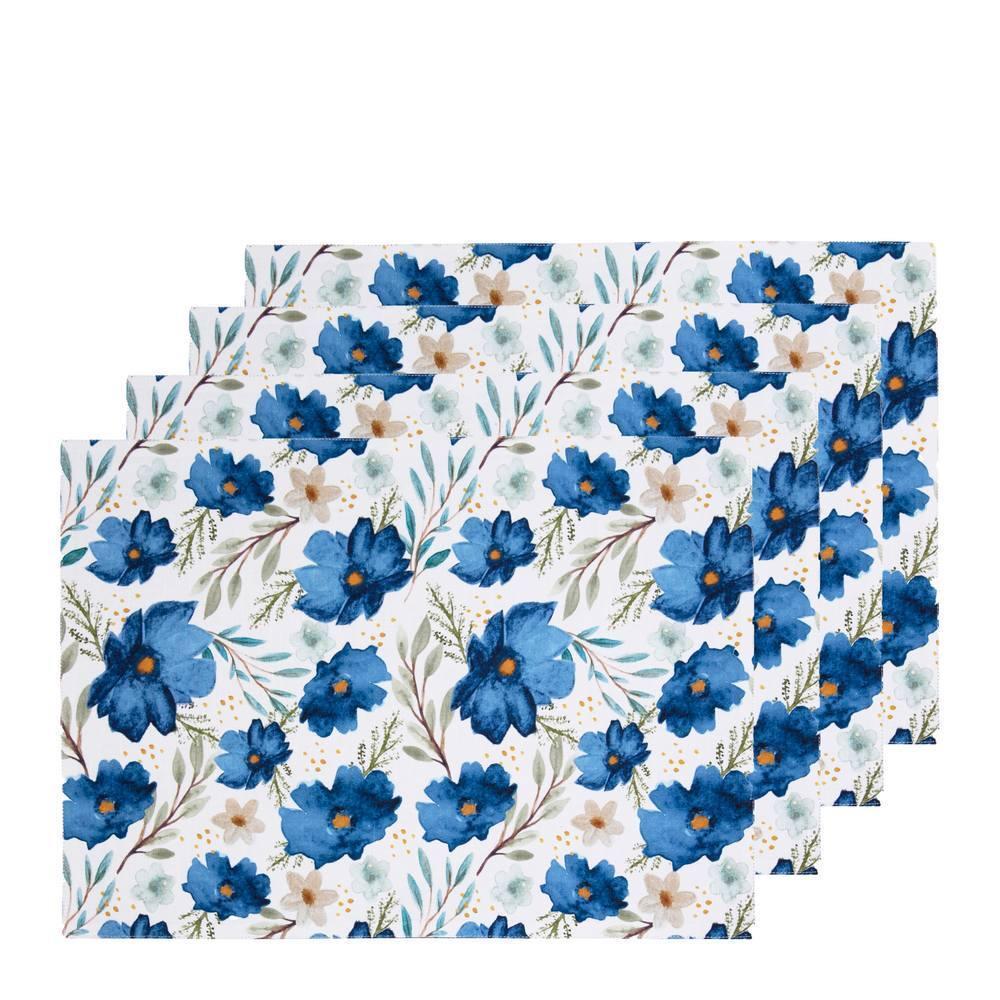 4pc J. Elliot Wildflower 33x48cm Placemat Set Cotton Floral Tableware Mat Blue