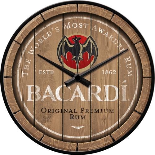 Nostalgic Art 30cm Bacardi Wood Barrel Quartz Round Metal Home/Office Wall Clock