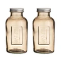2x Ladelle Eco Recycled Rustico 500ml Storage Glass Bottle Container w/Lid Smoke