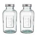 2x Ladelle Eco Recycled Rustico 500ml Storage Glass Bottle Container w/Lid Clear