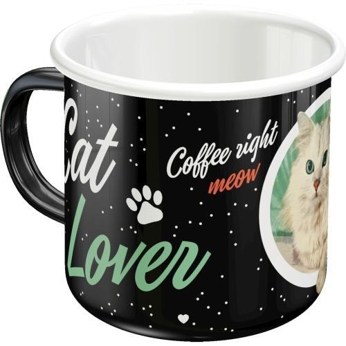 Nostalgic Art Cat Lover 360ml Enamel Mug Tea/Coffee/Water Cup w/ Handle Black