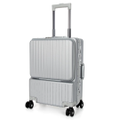 Swiss Aluminium Luggage Suitcase Lightweight with TSA locker 8 wheels 360 degree rolling Check In HardCase SN8610B Silver