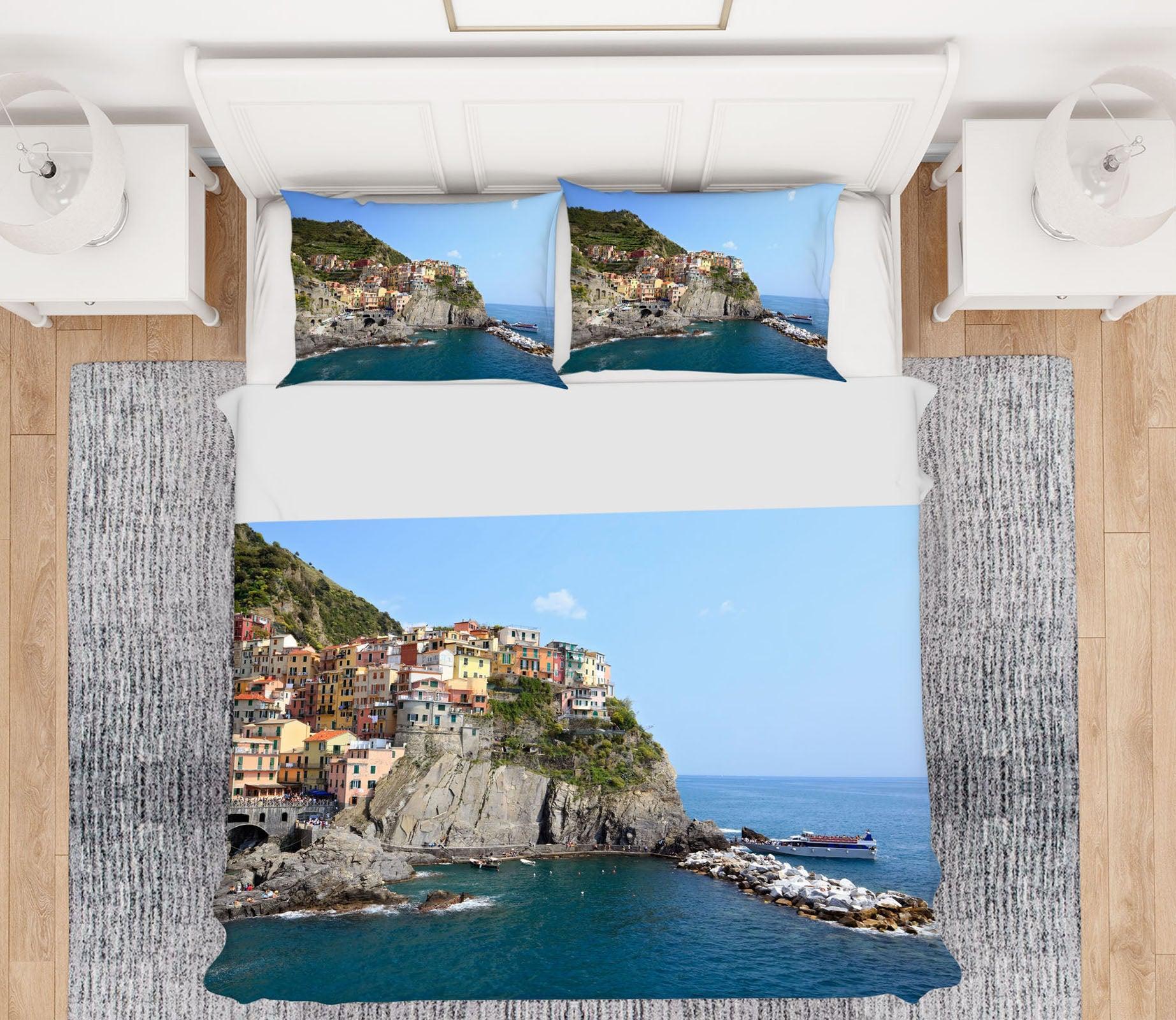3D Mountains Houses Seaside 1808 Matteo Colombo Quilt Cover Set Bedding Set Pillowcases 3D Bed Pillowcases Quilt Duvet cover