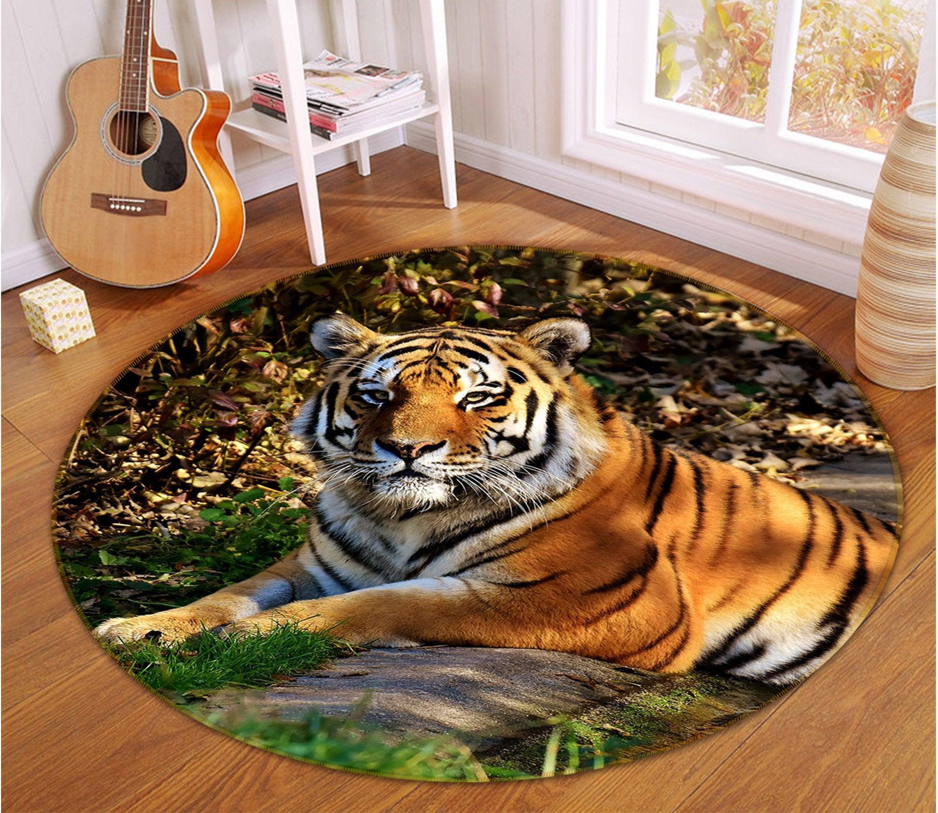 3D Tiger 82284 Animal Round Non Slip Rug Mat Room Mat Quality Elegant Photo Carpet