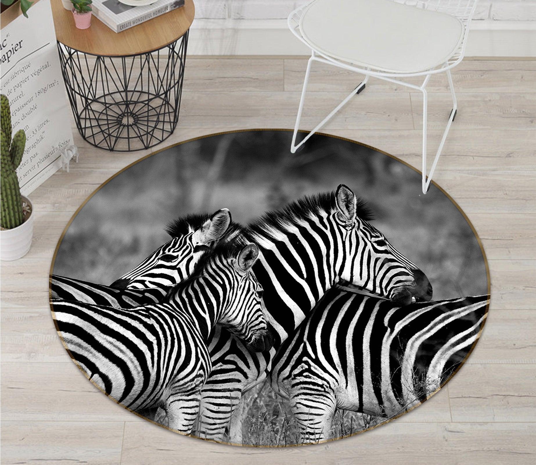 3D Zebra 82291 Animal Round Non Slip Rug Mat Room Mat Quality Elegant Photo Carpet