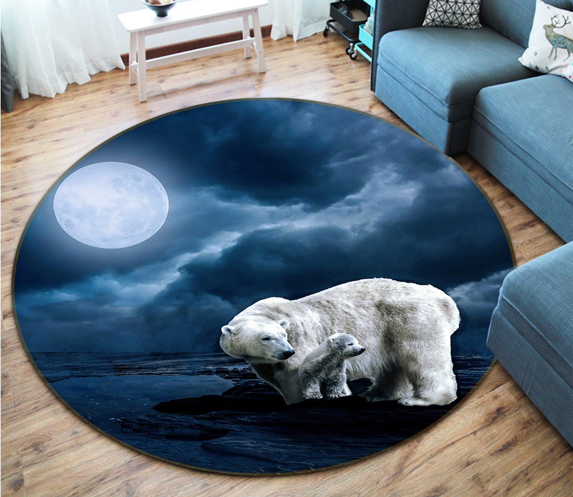 3D Polar Bear 82264 Animal Round Non Slip Rug Mat Room Mat Quality Elegant Photo Carpet