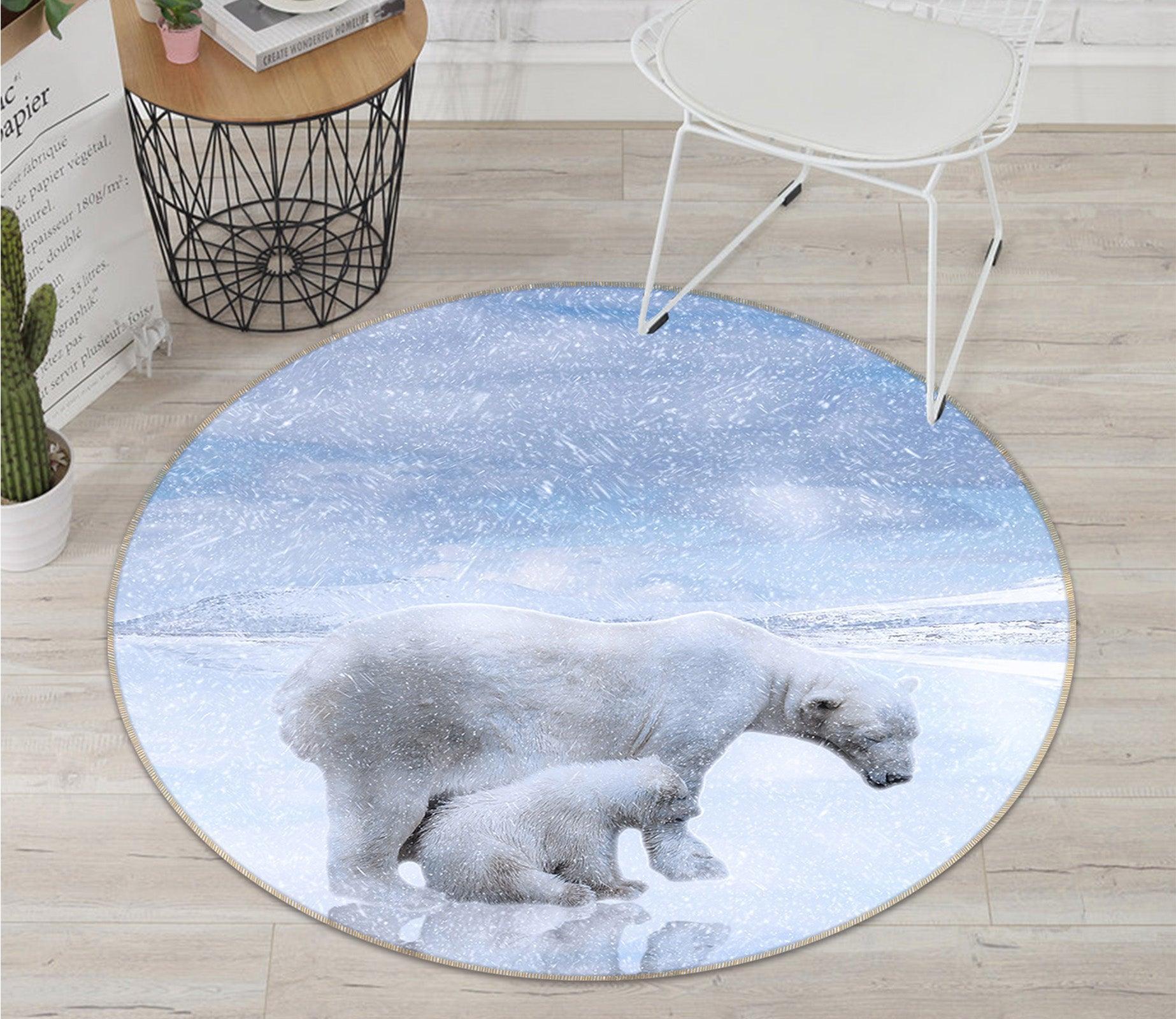 3D Polar Bear 82265 Animal Round Non Slip Rug Mat Room Mat Quality Elegant Photo Carpet
