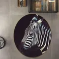 3D Zebra Head 82191 Animal Round Non Slip Rug Mat Room Mat Quality Elegant Photo Carpet