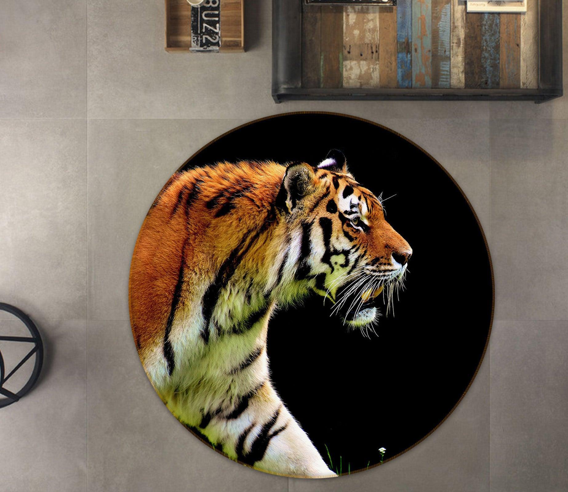3D Tiger 82054 Animal Round Non Slip Rug Mat Room Mat Quality Elegant Photo Carpet