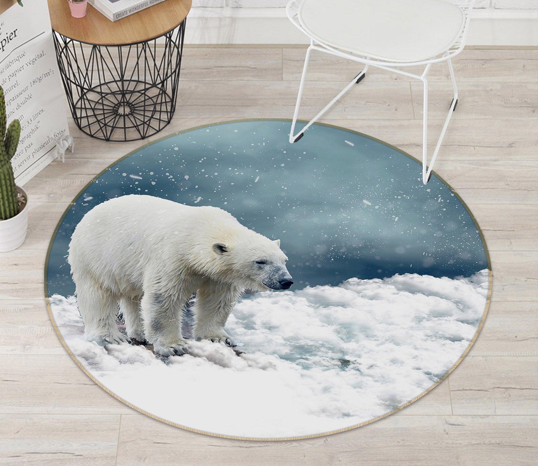 3D Polar Bear 82043 Animal Round Non Slip Rug Mat Room Mat Quality Elegant Photo Carpet