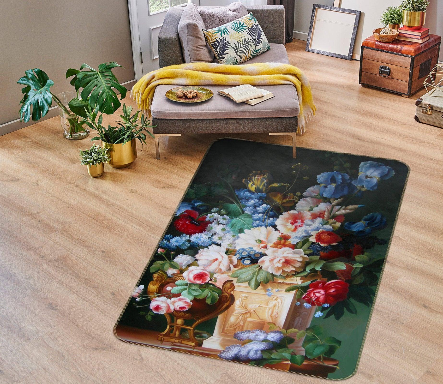 3D Flowers Vase 76153 Non Slip Rug Mat Room Mat Quality Elegant Photo Carpet