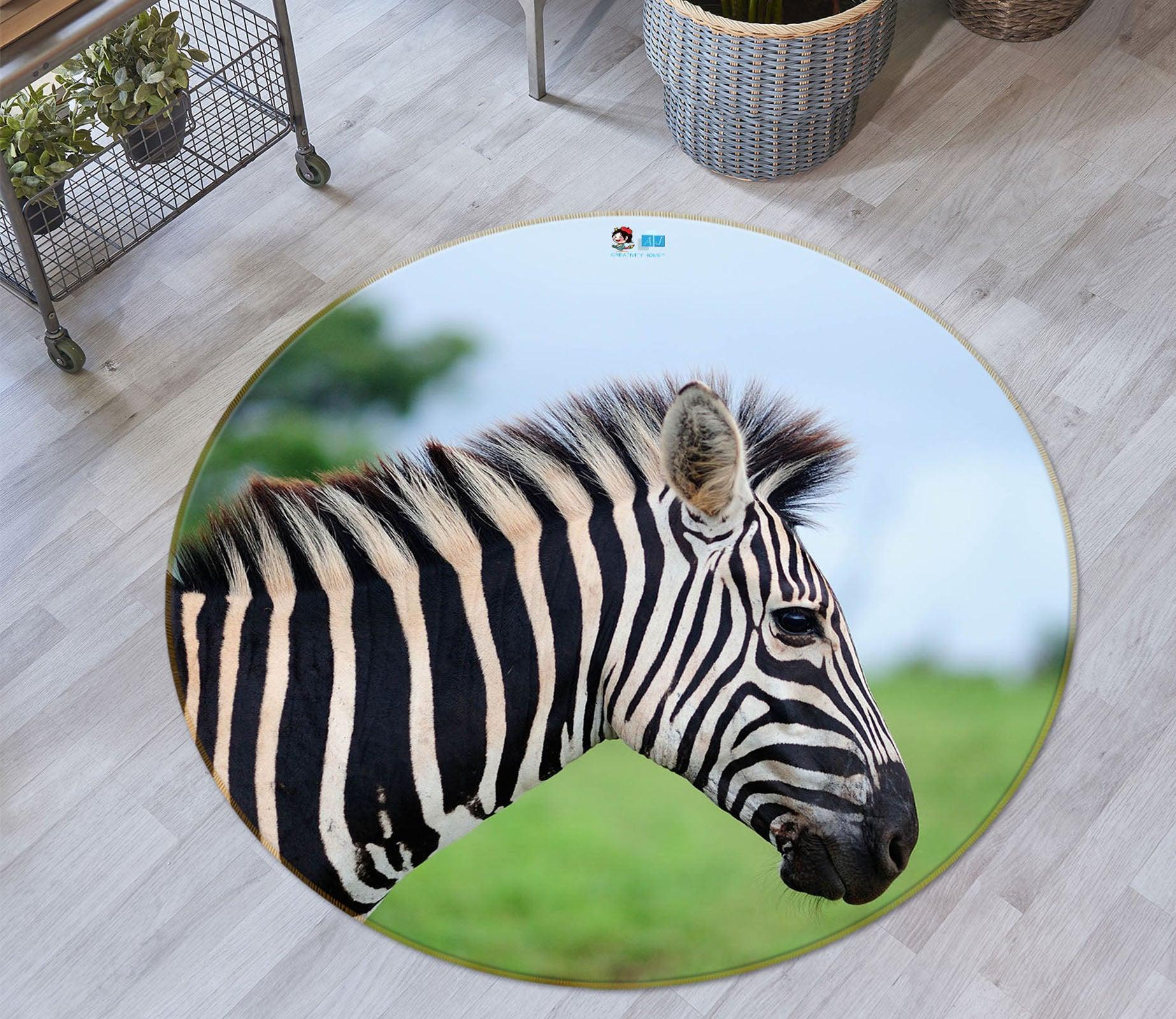 3D Zebra 75113 Round Non Slip Rug Mat Room Mat Quality Elegant Photo Carpet