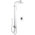 ACA Square 8" Rainfall Shower Head with Multifunction Handheld Set Wall Slicing Rail and Brass Mixer Tap Chrome