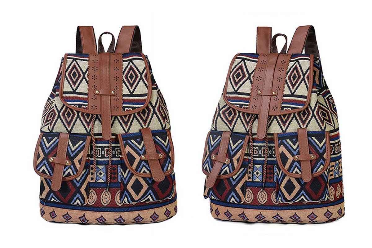 Vintage Geometric Canvas Backpacks(Style4)
