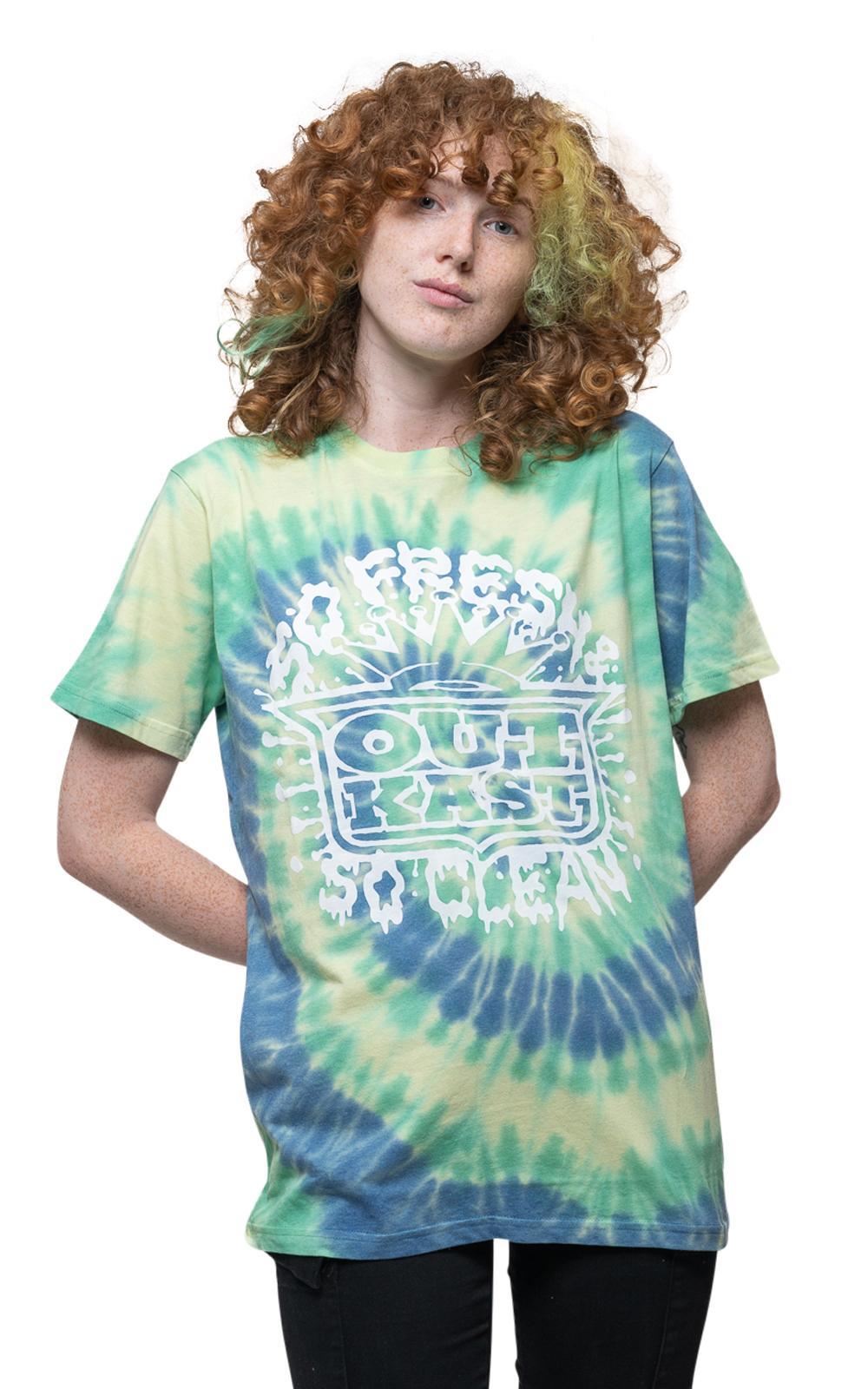 Outkast T Shirt So Fresh Logo new Official Unisex Tie Dye Green