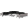12 Piece Garden Lounge Set with Cushions Poly Rattan Dark Grey vidaXL