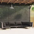 6 Piece Garden Lounge Set with Cushions Poly Rattan Dark Grey vidaXL