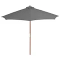 Outdoor Parasol with Wooden Pole 300 cm Anthracite vidaXL