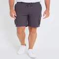 RIVERS - Mens Black Shorts - All Season - Cotton - Mid Thigh - Mid Waist Cargo - Coal - Elastane - Relaxed Fit - Elastic Waist Casual Comfort Fashion