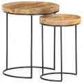 2 Piece Coffee Table Set Solid Mango Wood and Steel vidaXL
