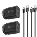 2x Sansai Dual USB AC Wall Charger Adapter w/Type C Syncharge Cable for Phone BK