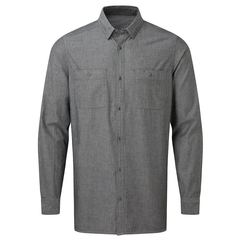 Premier Mens Chambray Organic Long-Sleeved Shirt (Grey Denim) (3XL)