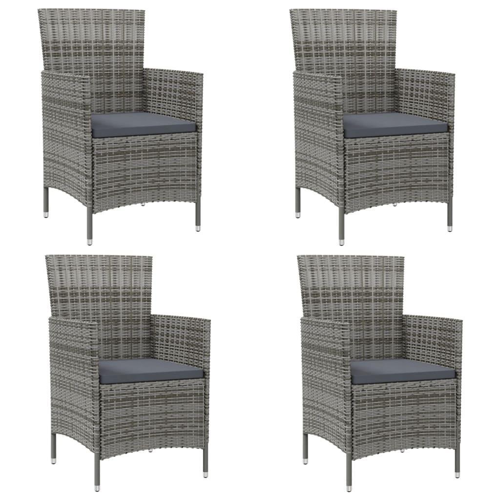 Garden Chairs with Cushions 4 pcs Poly Rattan Grey vidaXL