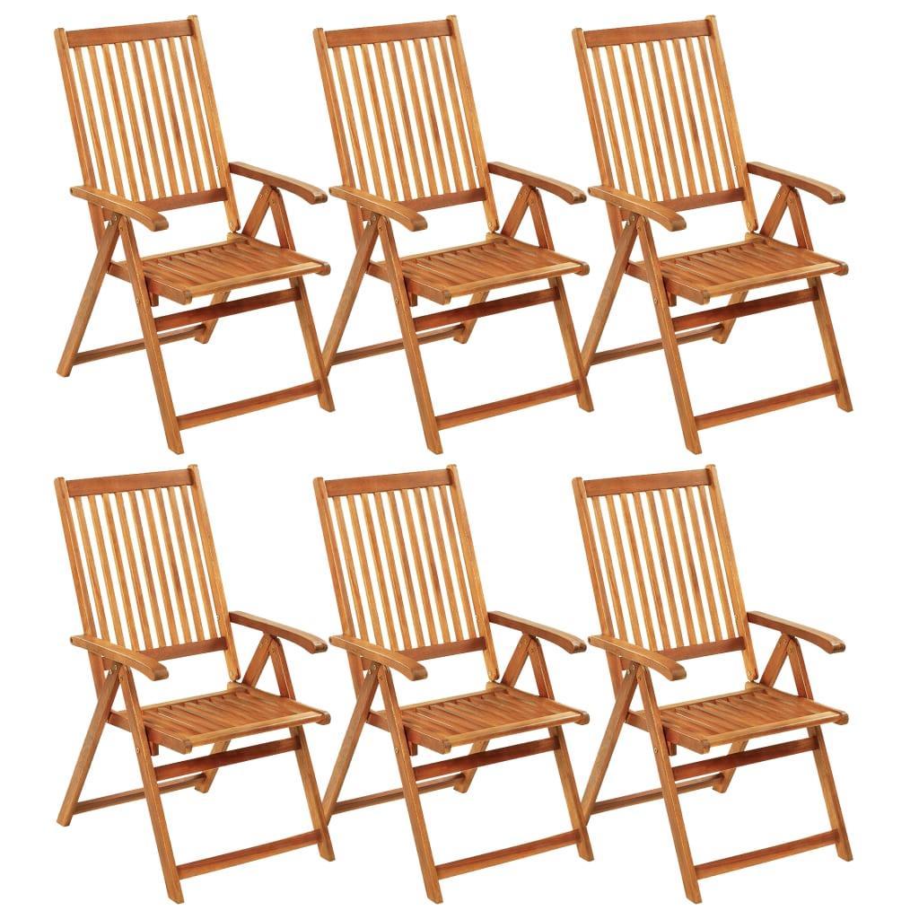 Folding Garden Chairs 6 pcs with Cushions Solid Acacia Wood vidaXL
