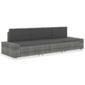 Sectional Sofa 3-Seater Poly Rattan Grey vidaXL