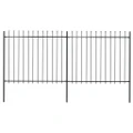 Garden Fence with Spear Top Steel 3.4 m Black vidaXL