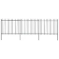 Garden Fence with Spear Top Steel 5.1 m Black vidaXL