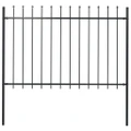Garden Fence with Spear Top Steel 1.7x1.2 m Black vidaXL